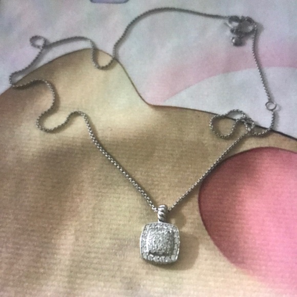 Elegant Silver Pave Pendant Necklace